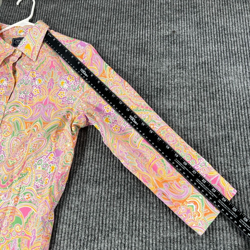 Chaps Shirt Womens Large Orange Designer Long Sleeve Button Up Casual Comfort - Picture 10 of 14